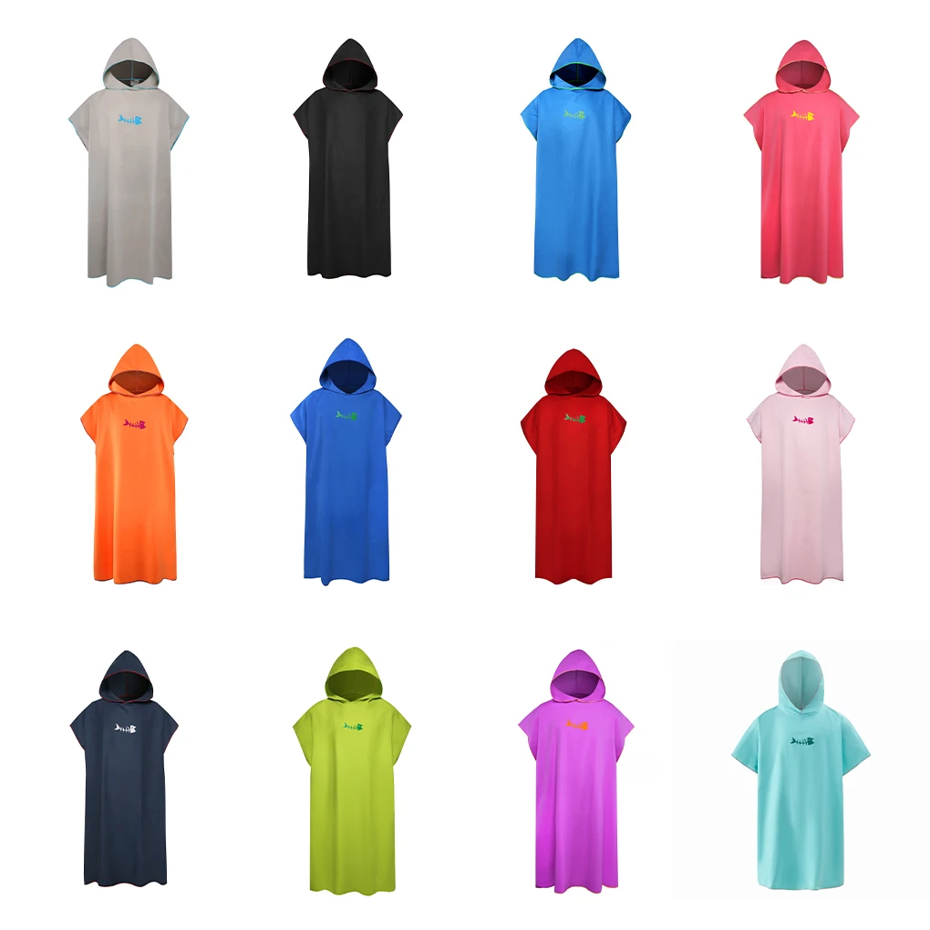 

Polyester Bathrobe Windproof Thermal Washable Hooded Seaside Pool Robe