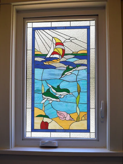 Морская витражная пленка Электростатическая матовая Солнцезащитная для окон