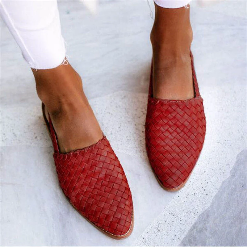 

Flat Shoes for Women Luxury 2022 New Fshion Weave Women Shoes Large Size Pointed Toed Buckle Women's Shoes Zapato Mujer