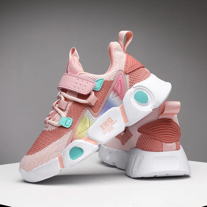 2023 Children's Fashion Sports Shoes Cute Pink Girls Casual Shoes Breathable Kids Running Sneakers Outdoor Boys Tenis Shoes