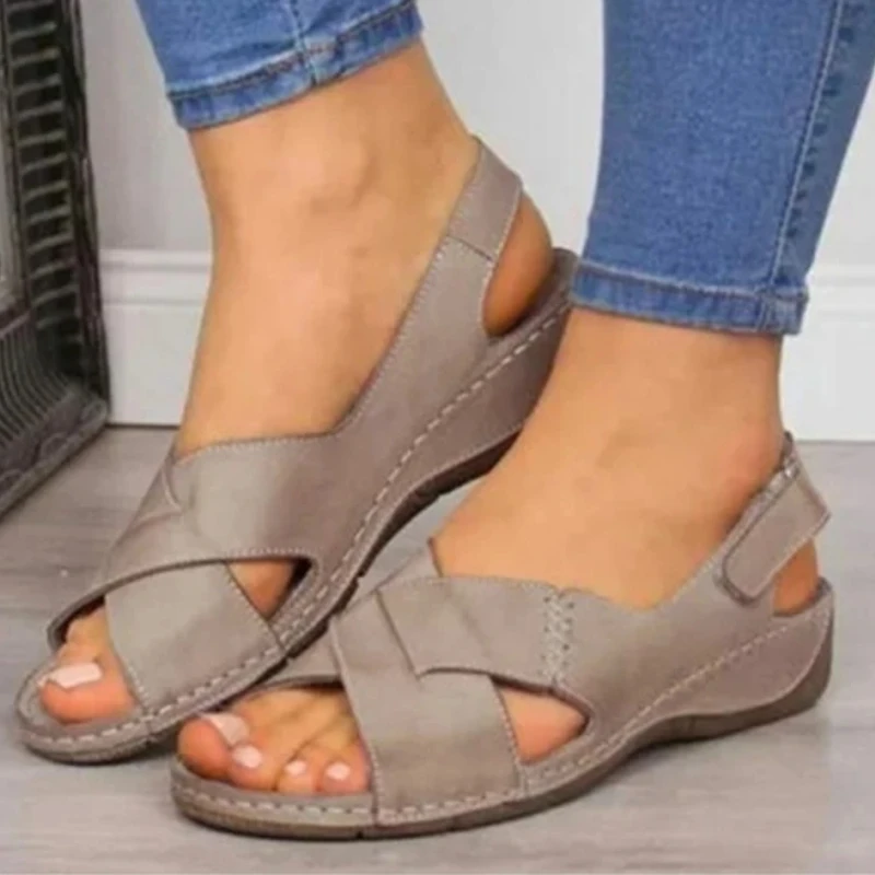 

New Women Sandals Fashion Fish Mouth Casual Comfort Open Toe Platform Slipper Vintage Wedge Outdoor Slides Sandalias Femininas