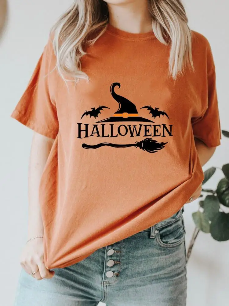 

Letter 90s Style Cute Halloween Clothing Fall Autumn T Ladies Print Fashion Orange T-shirts Clothes Women's Female Graphic Tee