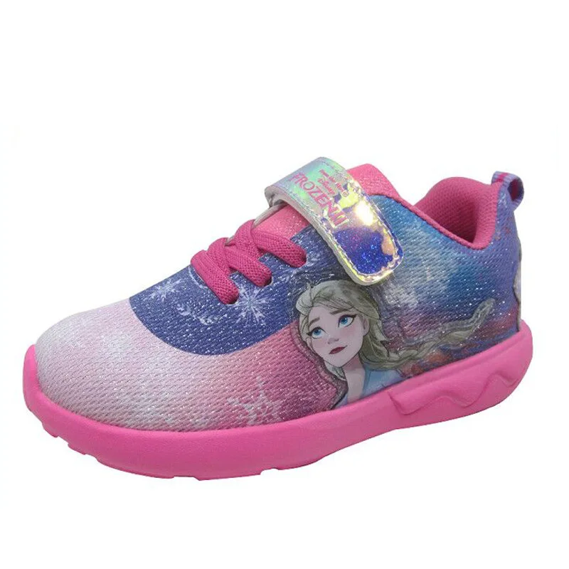 

Disney cartoon new children's casual shoes summer girls sports shoes led flash shoes frozen elsa shoes