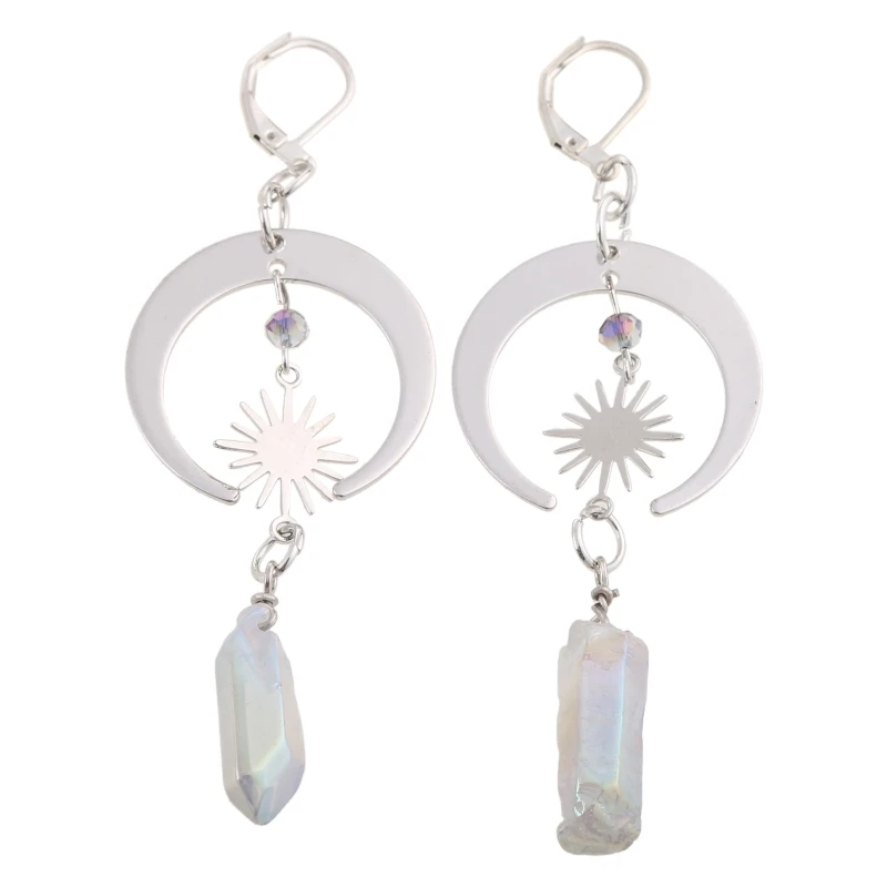 

Crescent Princess Earrings Cute Funny Quartz Crystal Earrings for Nature Lovers