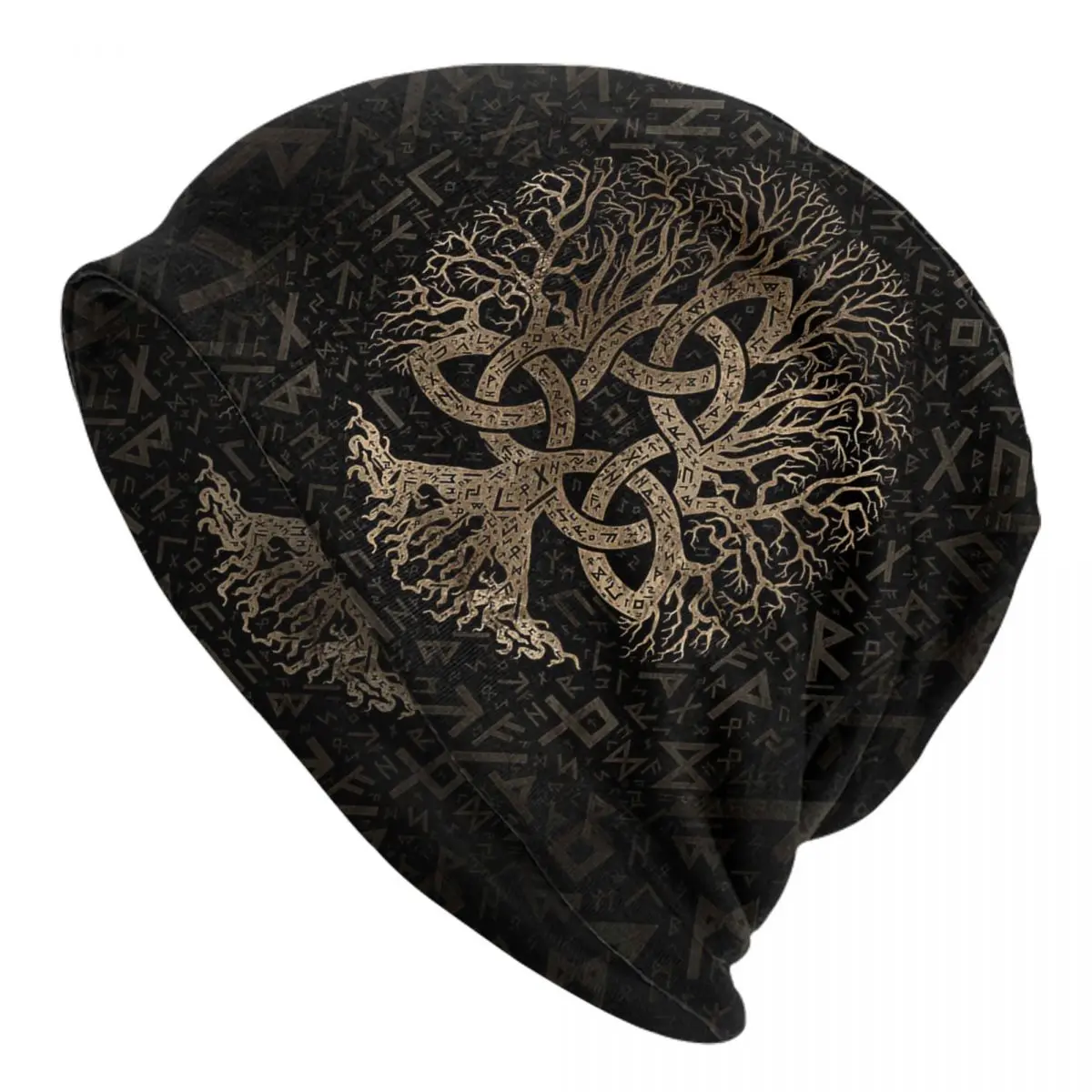 Tree Of Life With Triquetra On Futhark Pattern Adult Men's Women's Knit Hat Keep warm winter knitted hat