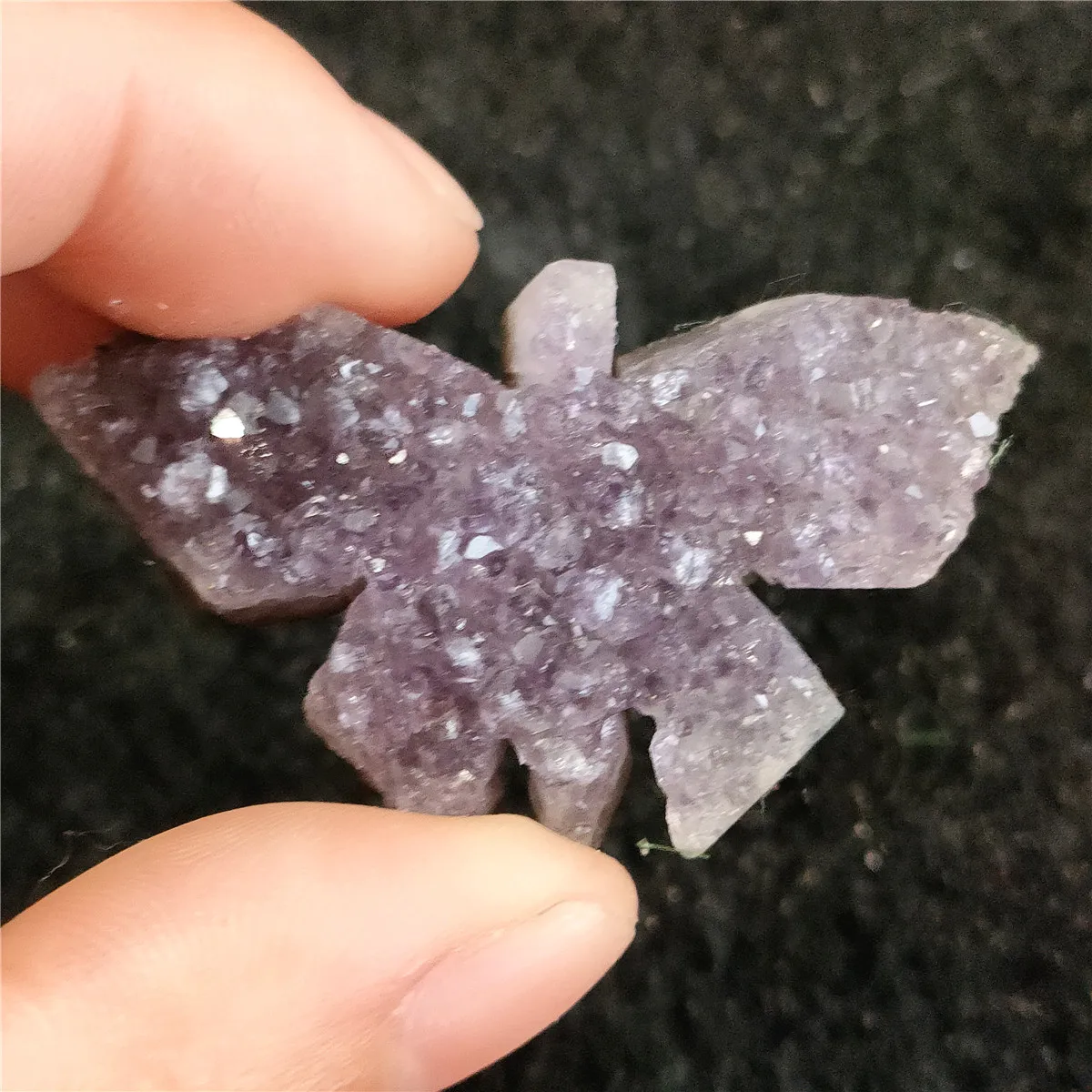 

Natural Raw Amethyst Butterfly Quartz Purple grey Crystal Cluster Healing Stones Specimen Hand carved ornaments for gifts