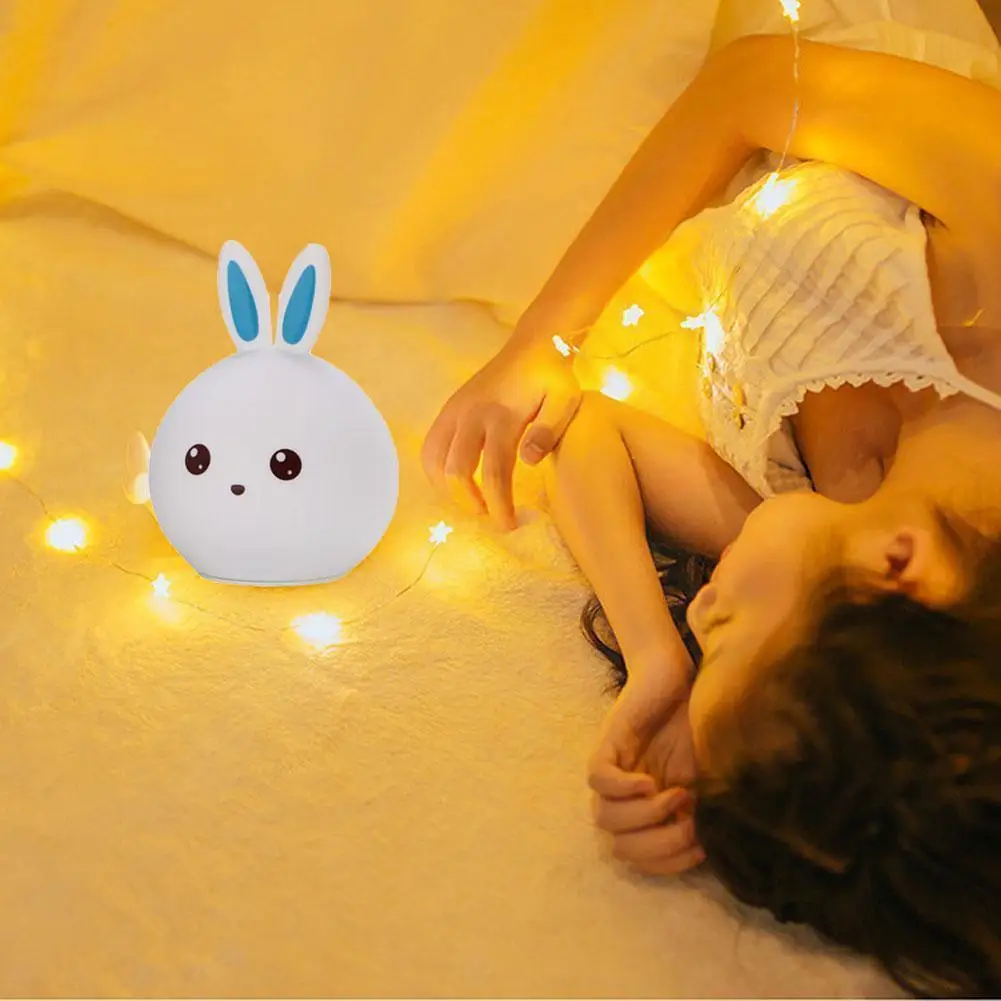 

LED Rabbit Night Light USB for Children Baby Kids Gift Animal Cartoon Decorative Lamp Bedside Bedroom Living Room Night Lam L8X8