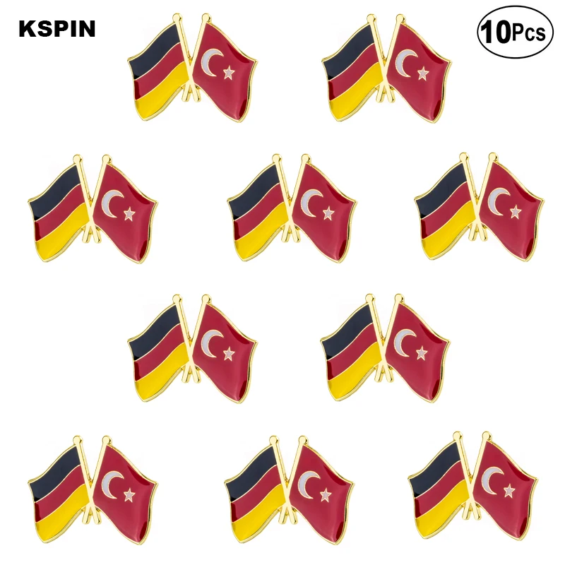 

Germany Turkey Friendship Flag Lapel Pin Flag badge Brooch Pins Badges 10Pcs a Lot