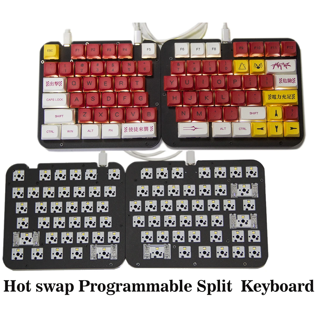 Bölünmüş klavye makro Pad programlanabilir oyun 78Key LED sıcak swap tuş takımı olmadan tuş programlama desteği 3pin 5Pin anahtarı oyun