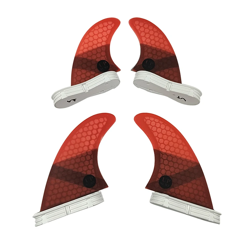 Sup Accessories UPSURF Double Tabs 2 M+GL Quad Fins Set Red Color For Surfboard Fiberglass Honeycomb Surf Fins