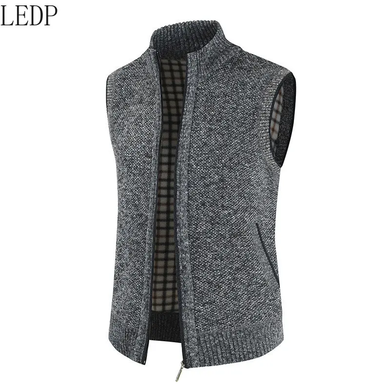 2022 Autumn and Winter New Velvet Vest Stand Collar Stitching Men's Casual Fleece Vest Vest