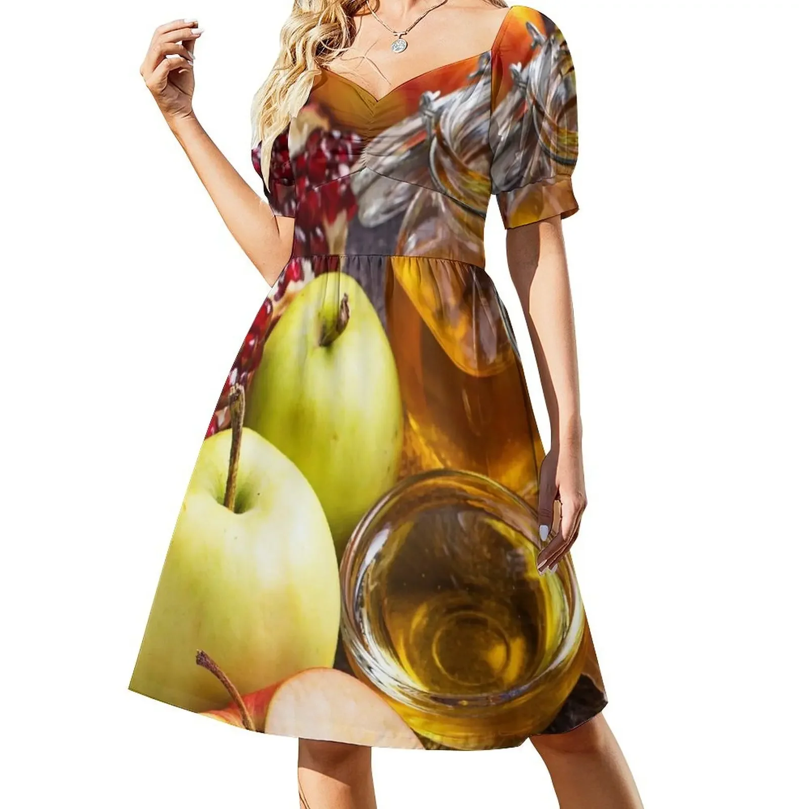 Рош Хашана Символы Платье с короткими рукавами Длинные платья вуаллю женские