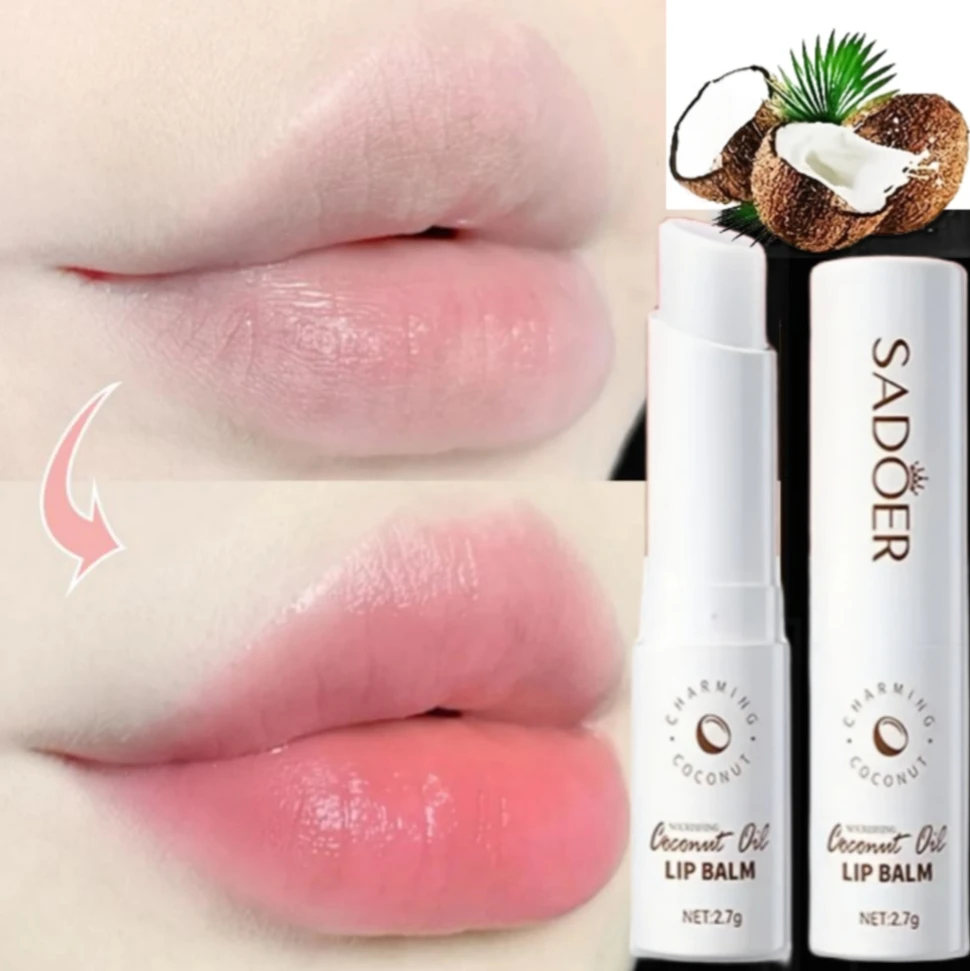 

Coconut Moisturizing Lip Balm Lasting Nourish Anti-Cracking Lipstick Reduce Lip Line Plumper Gloss Lip Care Cosmetics Men Women