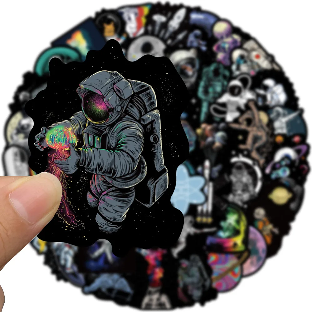 

30/50PCS Alien UFO Astronaut Rocket Ship Planet Stickers Cartoon DIY Skateboard Fridge Motorcycle Luggage Waterproof Sticker Toy