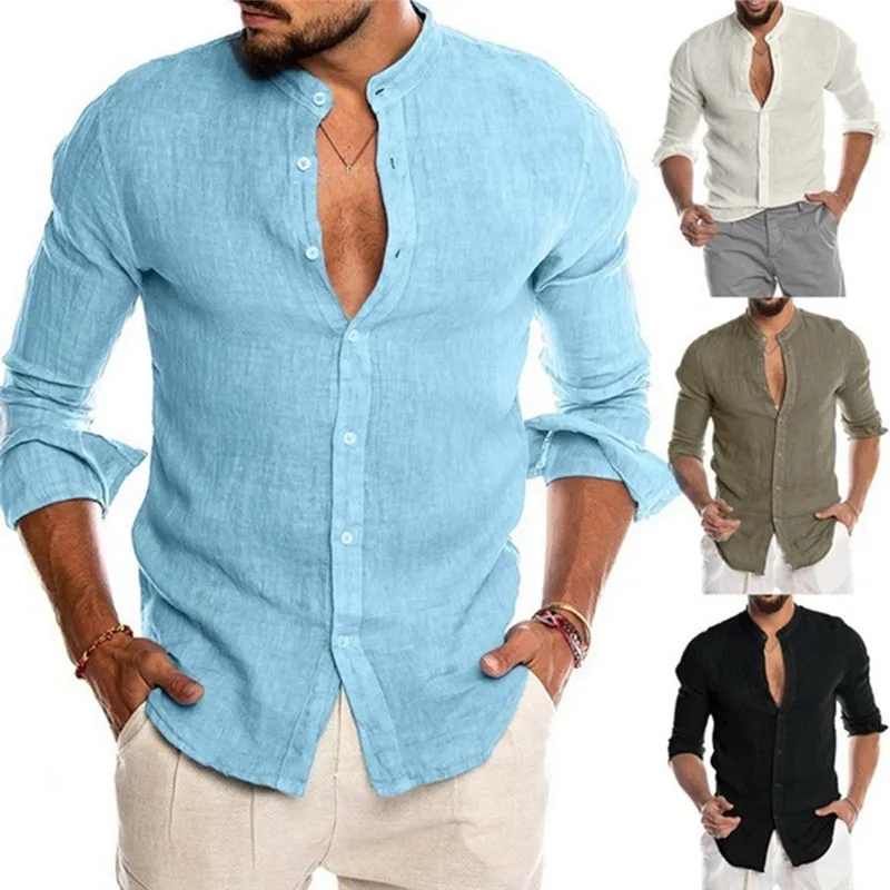 

2023 New Men's Casual Blous Shirt Loose Tops Long Sleeve Tee Shirt Spring Autumn Summer Casual Handsome Men Shirt