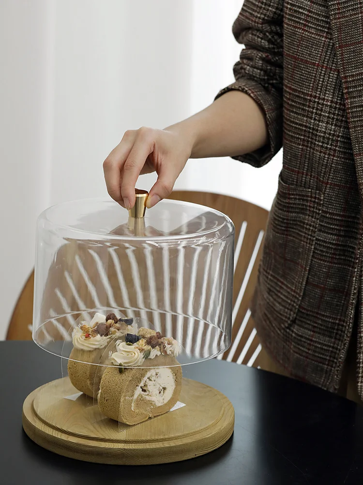 

Купольная крышка, круглый поднос, деревянная тарелка для хлеба, кофейник, десерт, украшение для пищевого стола, 23 см/27 см, инструменты для украшения тортов