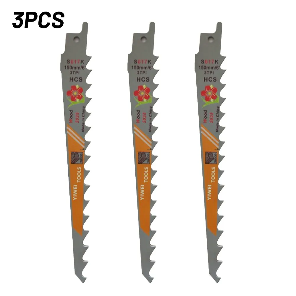3pcs Black 150mm 6 Inches 3 TPI HCS Saw Blades For Cutting Wood For Curved Cuts/plunge Cuts Coarse Wood