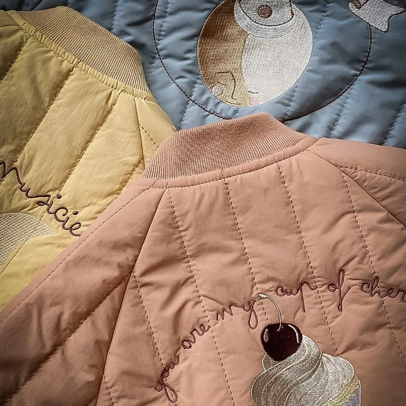 INS Baby Boys Cartoon Cotton Outwear Kids Winter Clothes Embroidery Warm Coat for Toddler Girl Konges Slojd Jacket Flight Suit