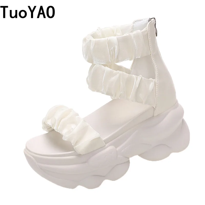 

Summer Wedge Lace Sandals 9CM Ladies Beach Slippers New 2022 High Heel Sandals Women Casual Chunky Shoe Platform Sandalias Mujer