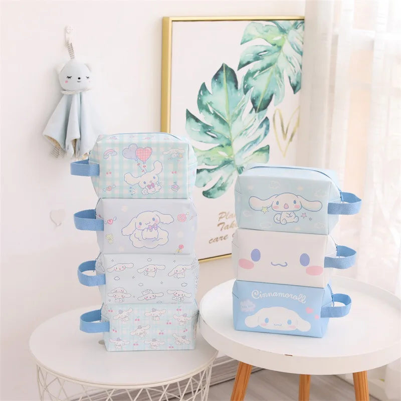 

New Sanrio Cinnamoroll Dog Hand Holding Large Capacity Pu Cosmetic Bag Stationery Pencil Bag Portable Waterproof Wash Bag Gift