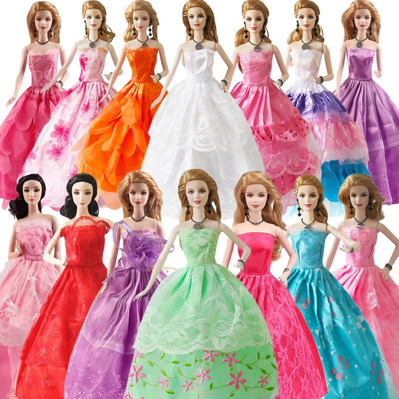 Свадебное платье ручной работы для Барби 30 см принцесса со шлейфом вечернее