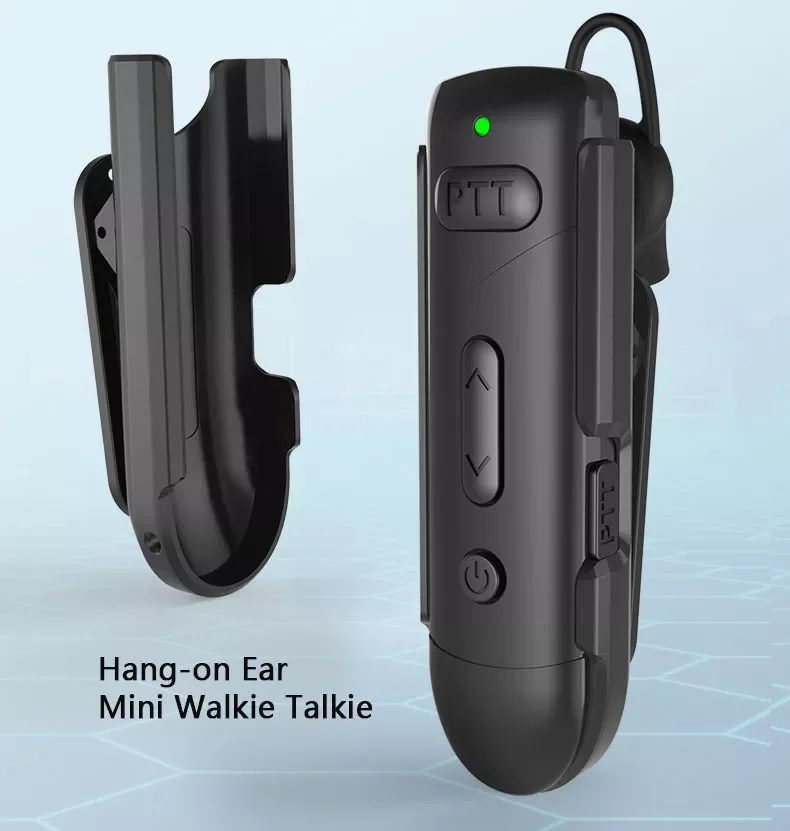 

RT2 Hang-on Ear Mini Walkie Talkie 16CH Light weight Two Way Radio with Earpiece Dual PTT for Gift Kids Business