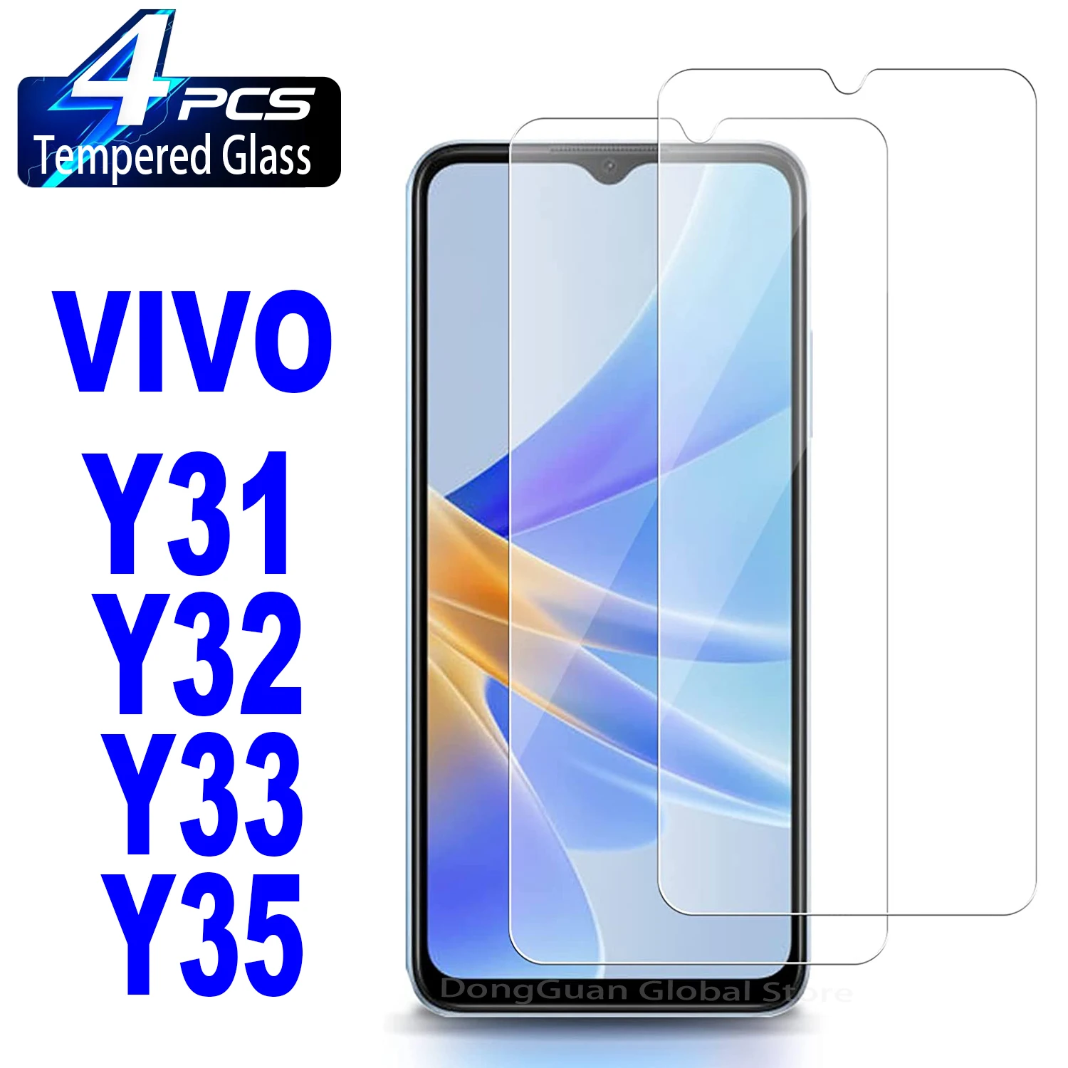 

4Pcs Tempered Glass For Vivo Y31 Y31s Y32 Y33 Y33s Y33 Y33t Y33e Y35 Y30 Screen Protector Glass Film