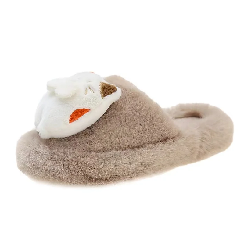 Autumn And Winter 2023 New Women's Plush Slippers Cute Cartoon Chinchilla Fashion Casual Home Cotton Slippers Lightweight Warmth