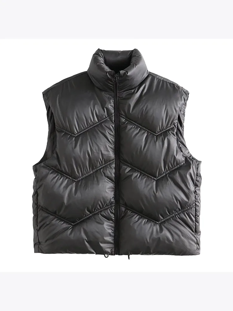 Women Vest Jacket Green Sleeveless Jackets Warm Winter Casual Outerwear Adjustable Drawstring Zipper Waistcoats Female Parkas | Женская