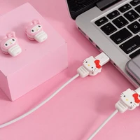 sanrioed melody cinnamoroll doll data line cord protective case kt usb cable sleeve cable winder cover for iphone charging cable