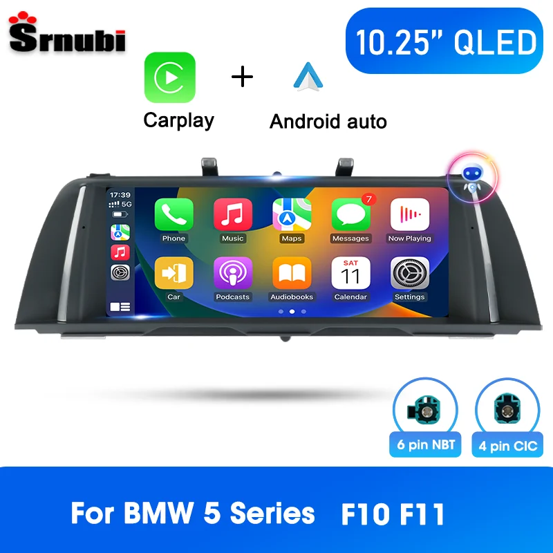 

Srnubi 2Din 10.25" Android 11.0 Car Radio for BMW 5 Series F10 F11 2011-2016 CIC NBT Carplay Multimedia GPS Navigation Head Unit