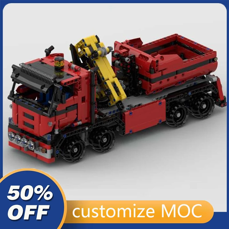 

1254PCS Customized MOC Mini Crane Container Truck high-technic with motor Building Blocks Children birthday toys Christmas gifts