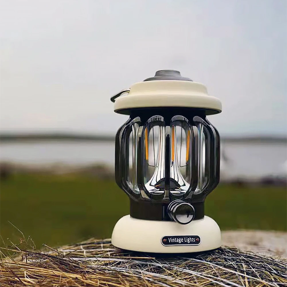 

Retro Portable Lantern Outdoor Camping Tent Lamp USB Rechargeable 4 Lighting Modes LED Hanging Light Home Decoration Night Lamp