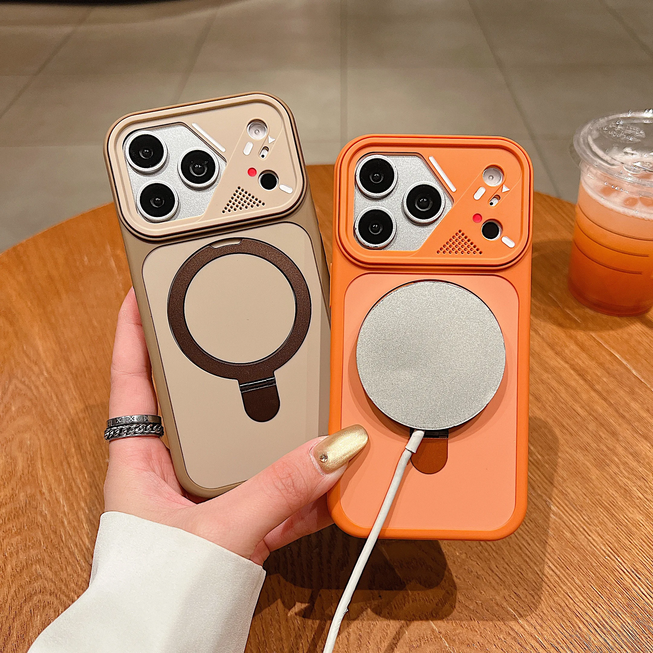 Фото Чехол для телефона с магнитной подставкой и эффектом мягкой кожи для iPhone 17 Air, 16, 15, 14 Plus, 13, 12, 11 Pro Max, роскошный тонкий чехол с магнитным кольцом №2