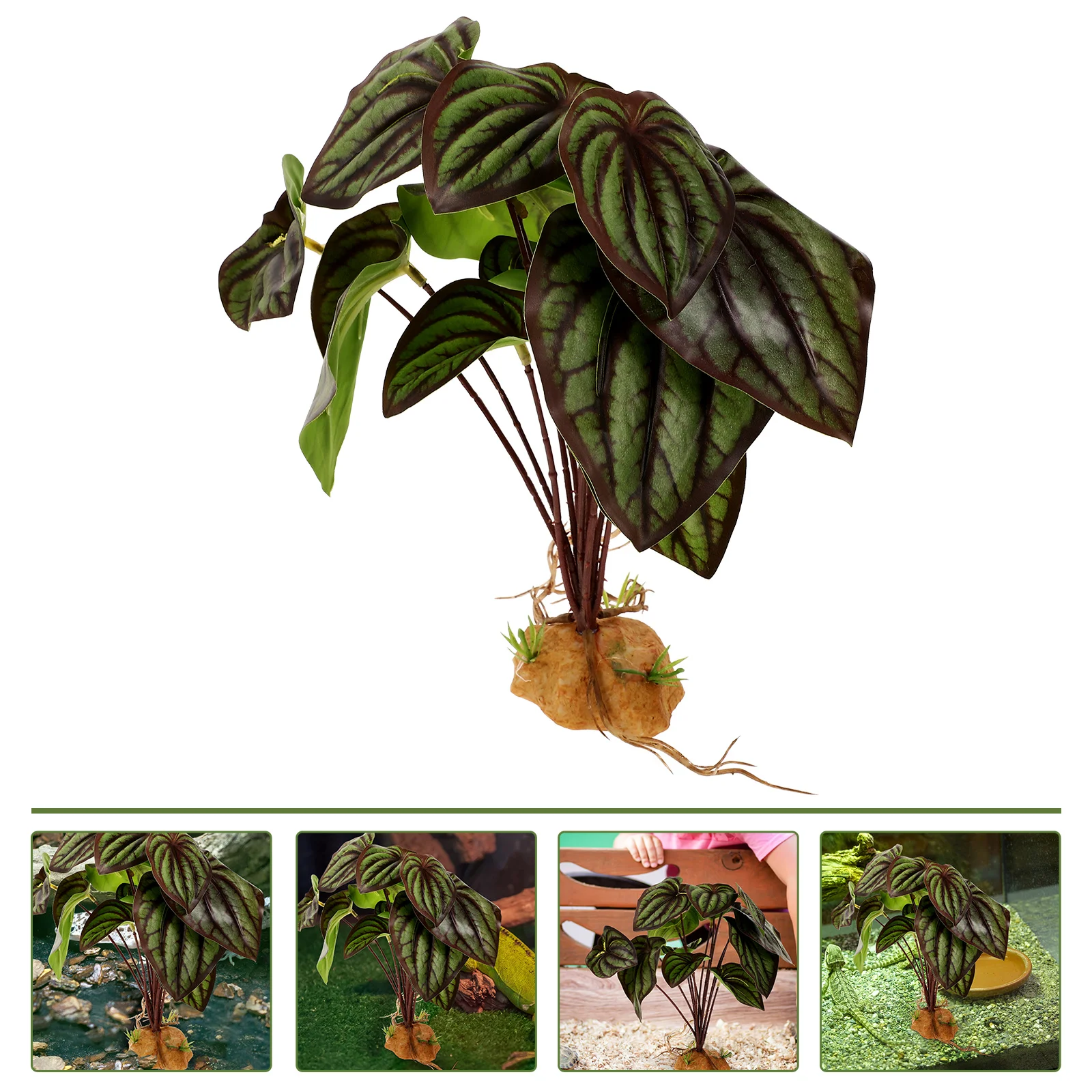 

Green Plants Lifelike Ornament Indoor Amphibious Artificial Reptile Terrarium Resin