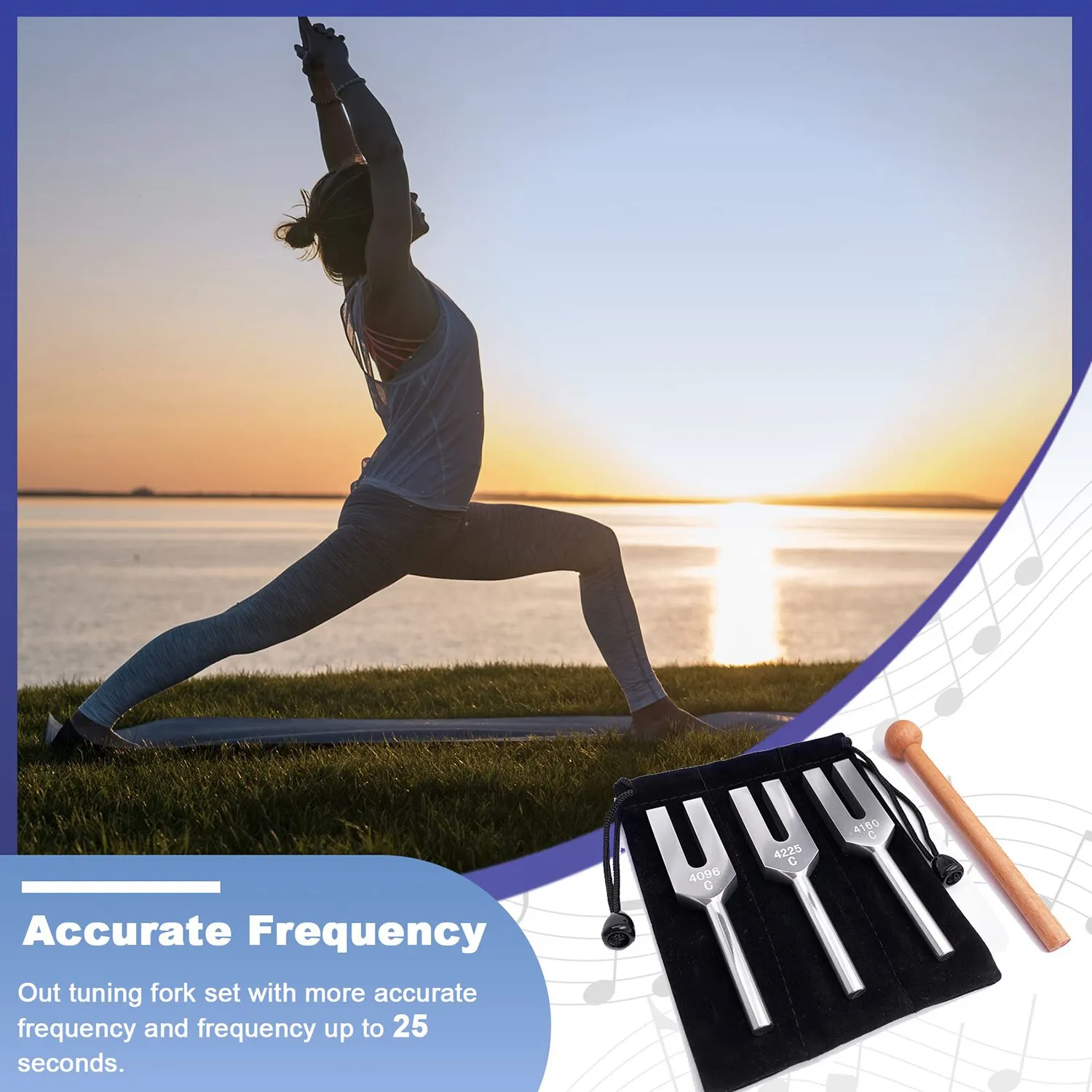 Набор камертонов 4096 Гц 4160 4225 с деревянными молотками и тканевой сумкой Стиль 2