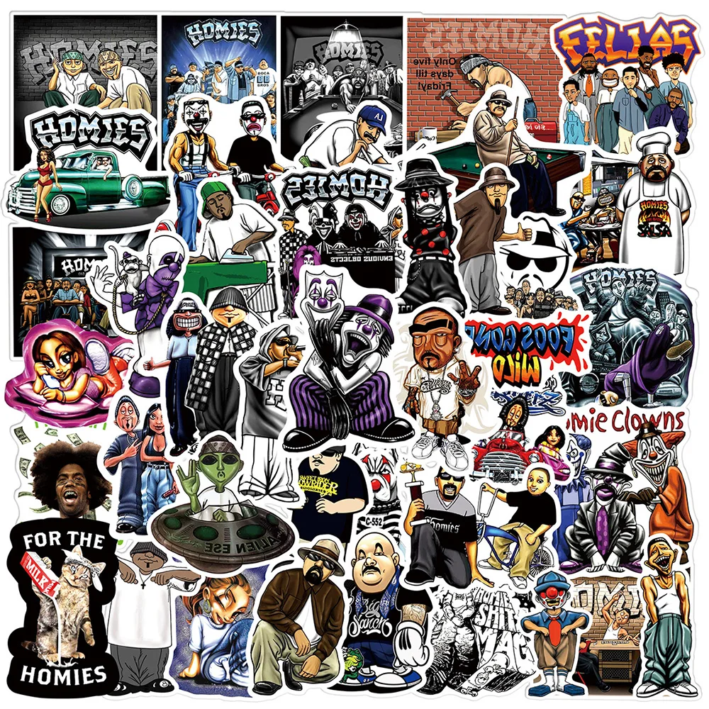 

10/50/100PCS Rap Greeting Homies Stickers Fun Brother Friend Cartoon Sticker DIY Phone Laptop Skateboard Cool Graffiti Decals