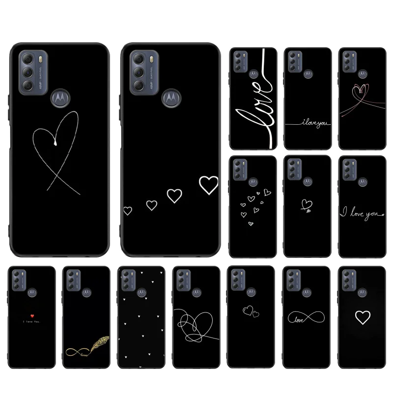 

Black Simple Lines Love Heart Phone Case for Motorola Moto G9 Plus G7 G8 Play G7 Power G100 G20 G60 One Action Macro