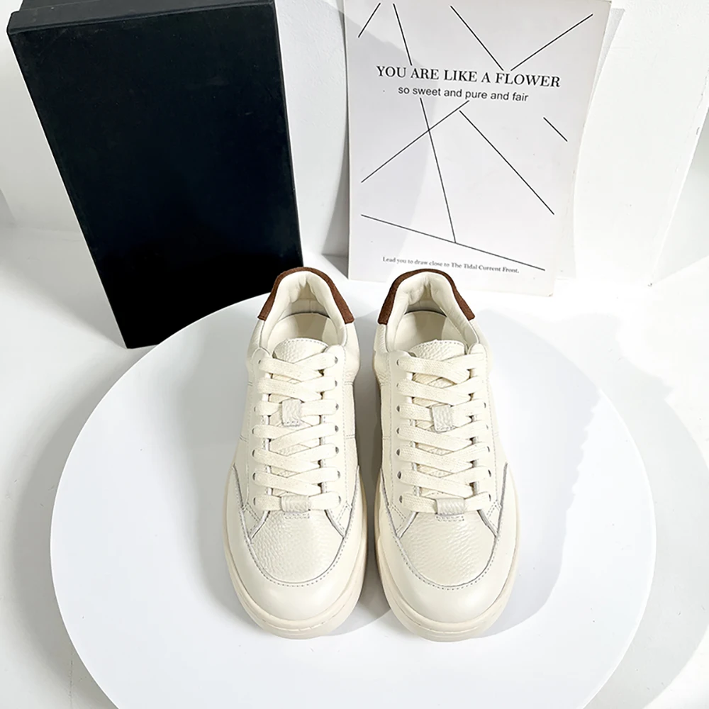 MOOQDAAX Women 2022 Spring Summer Fashion Genuine Leather Splice Sneakers Female Casual Simple Wild Flats Shoes Ladies