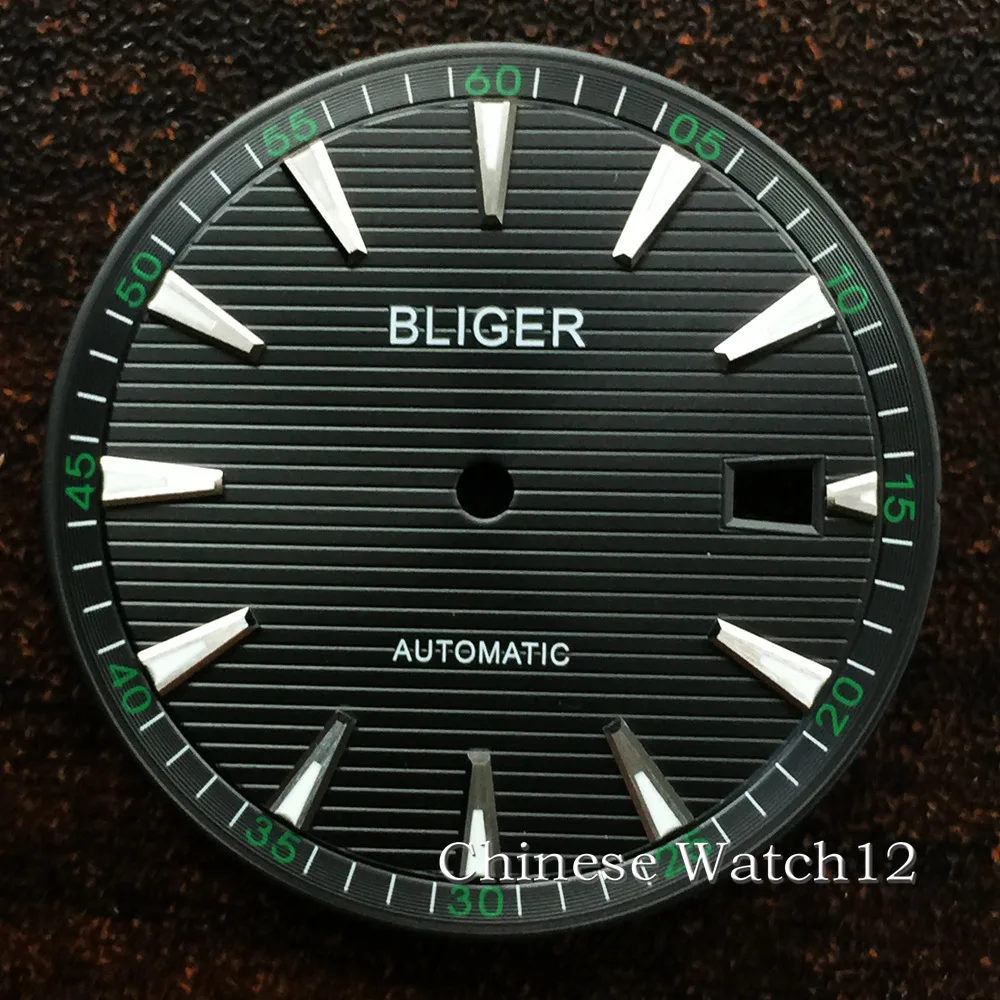 

New Bliger 33.3mm Luminous Black Dial Fit NH35 Movement Watch Parts