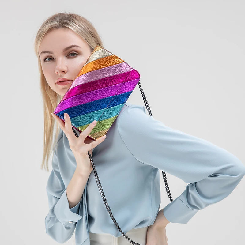 KURT GEIGER LONDON Модельер Женские сумки Радужный лоскутный цвет Сумка через плечо на с