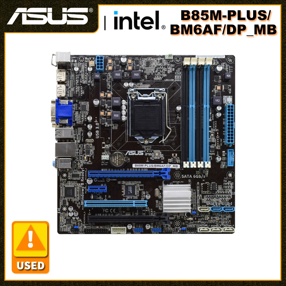 

ASUS B85M-PLUS/BM6AF/DP_MB Motherboard LGA 1150 DDR3 Intel B85 Core i3 i5 i7 Cpus SATA3 USB3.0 VGA HDMI Micro-ATX Motherboard