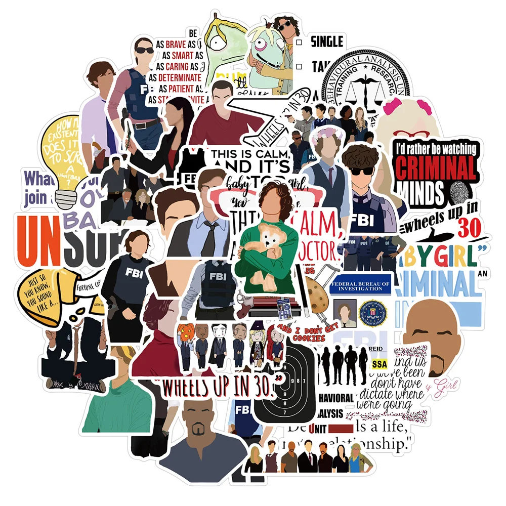 

10/30/50PCS American Drama Criminal Minds Graffiti Waterproof Stickers Creative Trend Decoration Refrigerator Water CupWholesale
