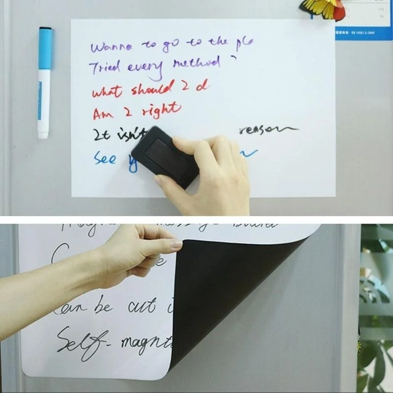 

Fridge Magnets Whiteboard Waterproof Kids Drawing Message Board Magnetic Refrigerator Memo Pad