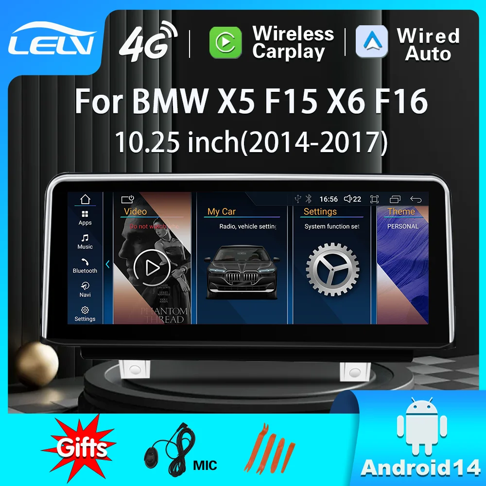 Новинка ID8 UI Android 14 беспроводной CarPlay авто для BMW X5 F15 X6 F16 F85 2013-2018 Автомобильный
