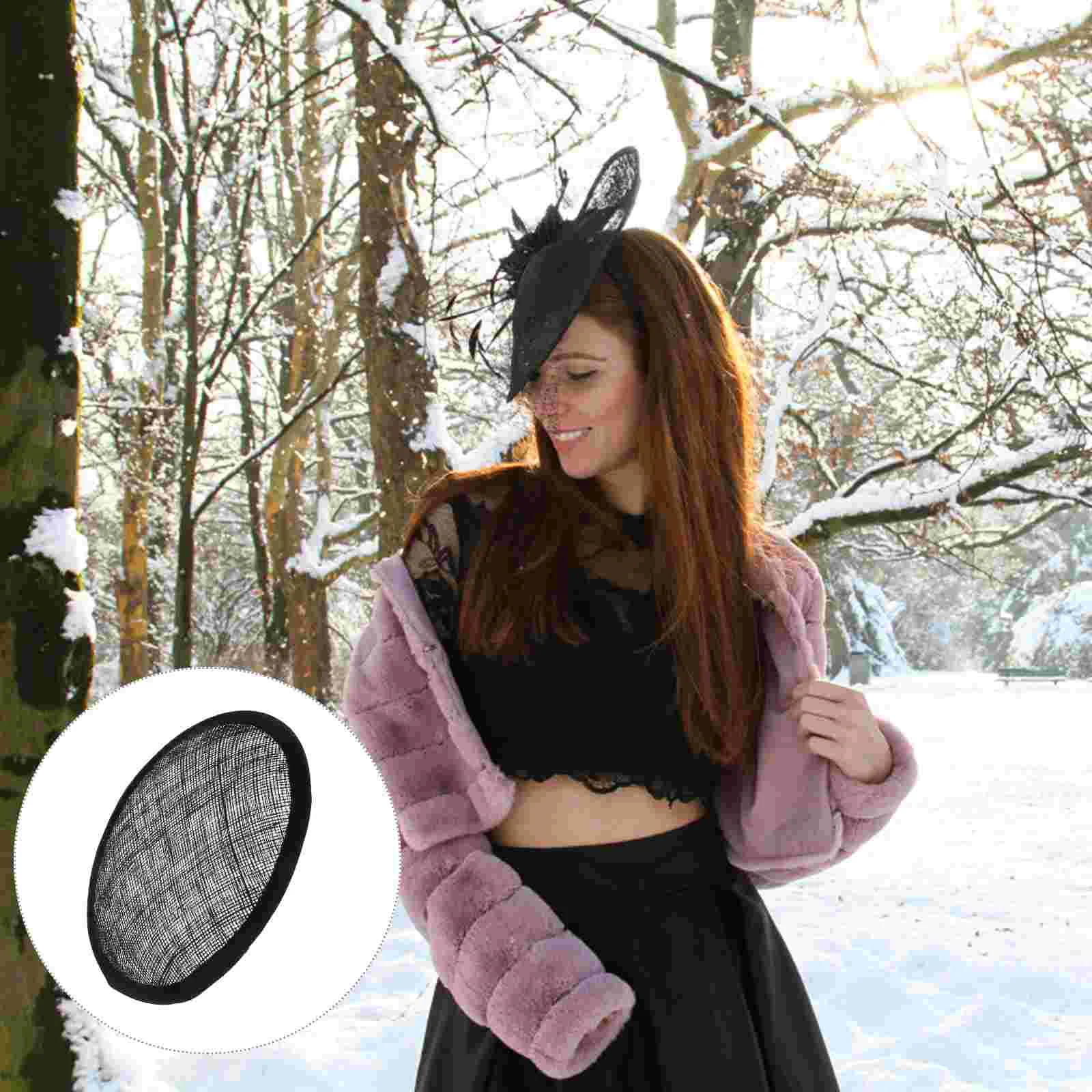 

Hat Support Round Hat Felt Vintage Hats Base Chic Hat Felt Flax Headwear DIY Accessories Bow Hair Clips