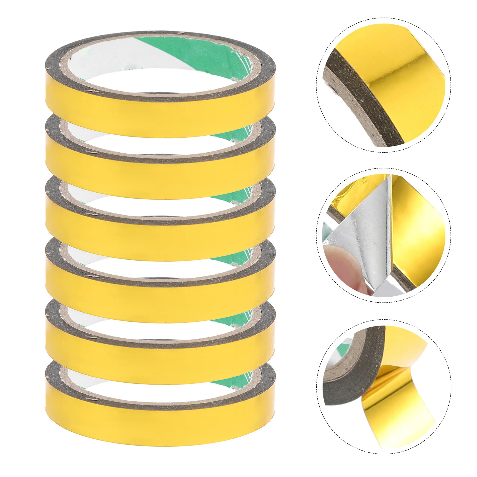 

6 Rolls Metallic Mirror Wrapping Tape DIY Golden Mirror Tape Gold Decorative Tape Washi Tape for Wrapping Decoration DIY