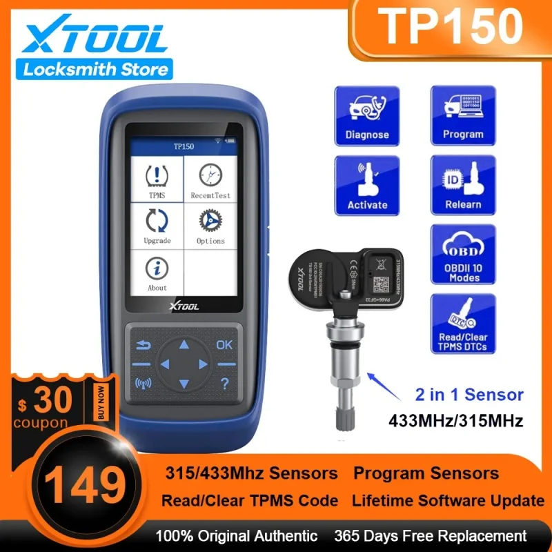 2023 новейшая система контроля давления в шинах XTOOL TP150 OBD2 TPMS диагностический сканер инструмент программа TPMS с МГц датчиком