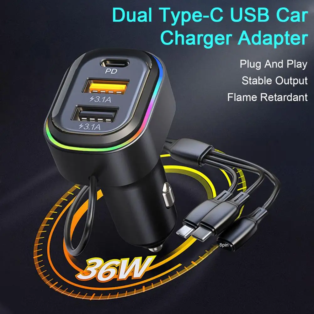 

Car Charger Convenient Stable Output Wide Compatibility Dual USB Ports Car Phone Charger Auto Accessories