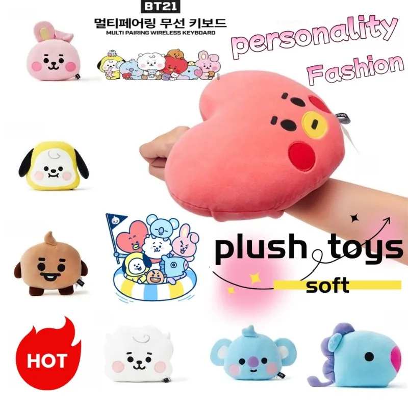 Фото Подушка в форме лица BT21: Милая, модная, мультяшная, персонализированная, креативная автомобильная подушка-подголовник, игрушка-кукла, подарок на день рождения для друзей №1